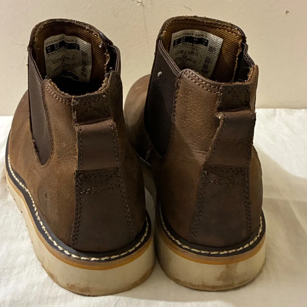 Carhartt Size 8.5 Wedge‎ Sole Chelsea Boots Brown Leather Slip On FW5025-W